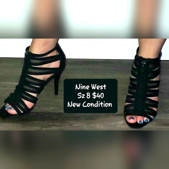 Nine West Black Heels Sz 8 Excellent Condition - Picture 1 of 2